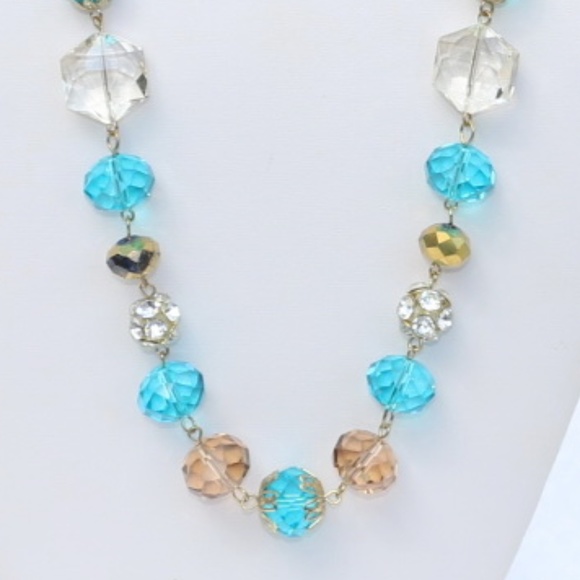 Elegant Boho Necklace Single Strand Crystal Bead - Picture 1 of 7